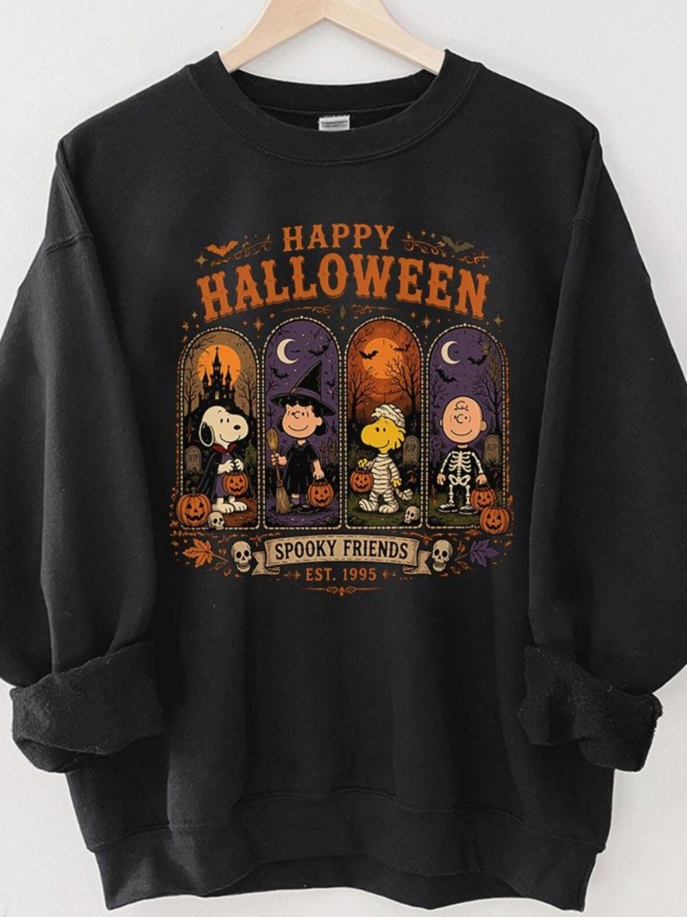 Black 'Happy Halloween Spooky Friends' Graphic Sweatshirt